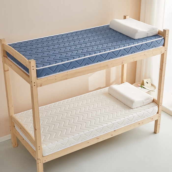 91家纺网 家纺一手货源 找家纺 祁恋婷 2024新款牛奶丝乳胶加记忆棉加棕-学生床垫【床垫遮盖物】 曲线-蓝 棕垫款