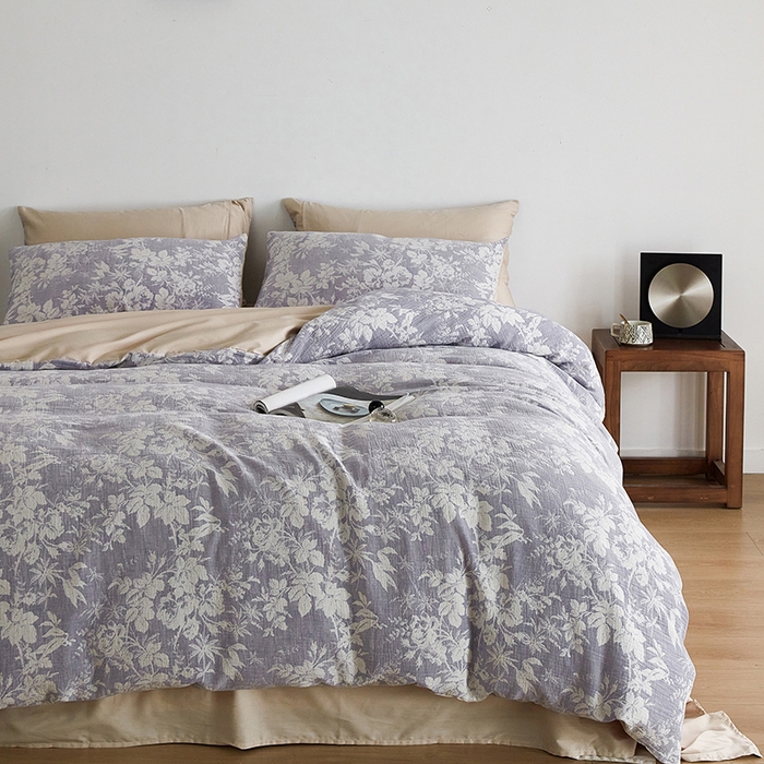 91家纺网 家纺一手货源 找家纺 千朵森 2024新款水洗棉色织提花四件套 风格一 采薇