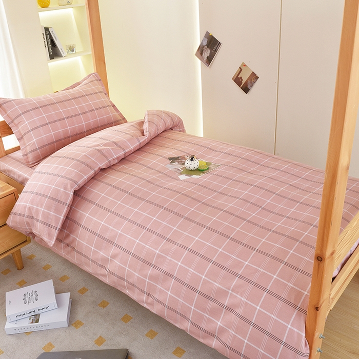 91家纺网 家纺一手货源 找家纺 茗婷家纺 2025款13372纯棉学生宿舍上下铺三六件套 艾伦~粉