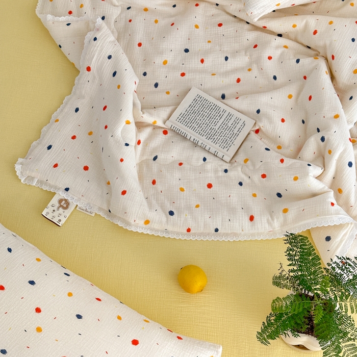 91家纺网 家纺一手货源 找家纺 山舍家居 2024新款全棉皱皱纱夏被四件套 花火