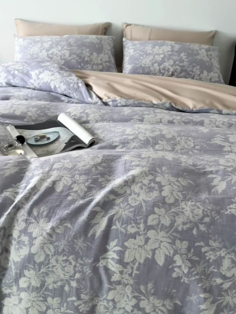 91家纺网 家纺一手货源 找家纺 千朵森 2024新款水洗棉色织提花四件套 风格一 采薇