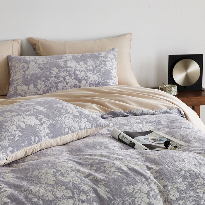 91家纺网 家纺一手货源 找家纺 千朵森 2024新款水洗棉色织提花四件套 风格一 采薇