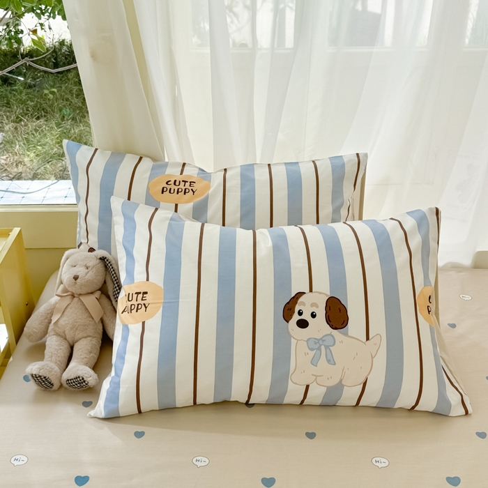 91家纺网 家纺一手货源 找家纺 呗旺鹿 2024新款小清新13372全棉四件套纯棉四件套学生三件套 竖条可可