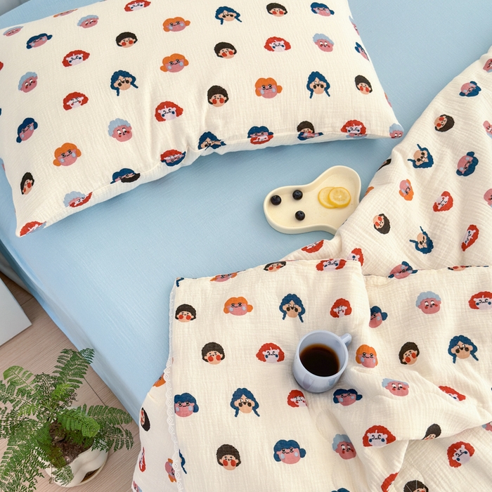 91家纺网 家纺一手货源 找家纺 山舍家居 2024新款全棉皱皱纱夏被四件套 芮哈娜