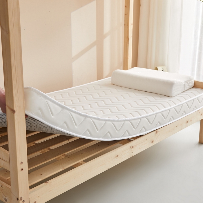 91家纺网 家纺一手货源 找家纺 祁恋婷 2024新款牛奶丝乳胶加记忆棉加棕-学生床垫【床垫遮盖物】 曲线-白 棕垫款