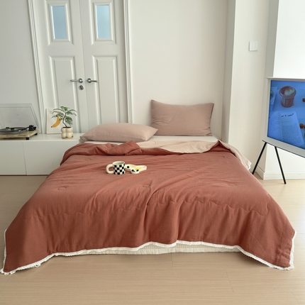 91家纺网 家纺一手货源 找家纺 （总）山舍家居 2024新款全棉皱皱纱夏被四件套