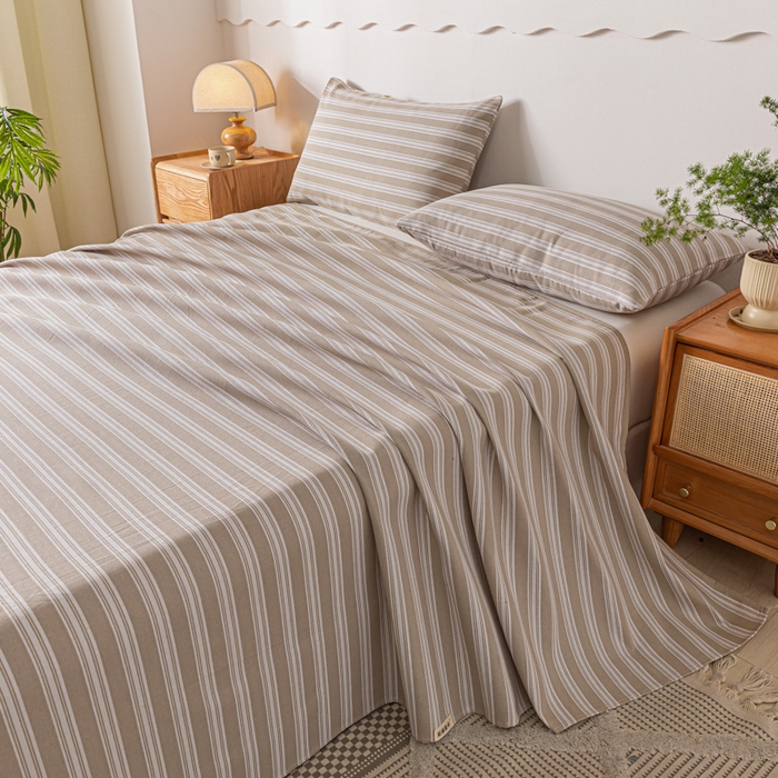 91家纺网 家纺一手货源 找家纺 航途席业 2025新款老粗布床单系列 简约生活咖