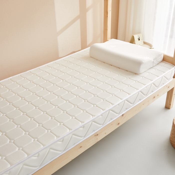 91家纺网 家纺一手货源 找家纺 祁恋婷 2024新款牛奶丝乳胶加记忆棉加棕-学生床垫【床垫遮盖物】 面包格白 棕垫款