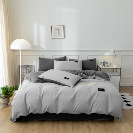 91家纺网 家纺一手货源 找家纺 （总）九沐良品 新款纯色双拼四件套