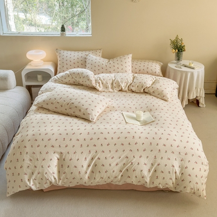 91家纺网 家纺一手货源 找家纺 （总）贝扬思家纺 2024新款水洗皱皱纱简约款四件套-系列二