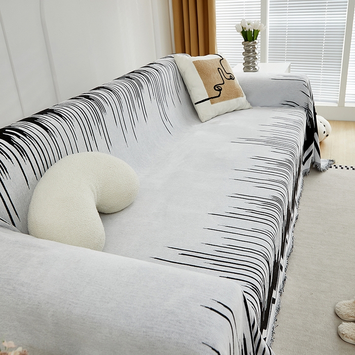 91家纺网 家纺一手货源 找家纺 共鸣沙发套 2024新款雪尼尔提花系列沙发巾 线条