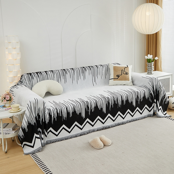 91家纺网 家纺一手货源 找家纺 共鸣沙发套 2024新款雪尼尔提花系列沙发巾 线条