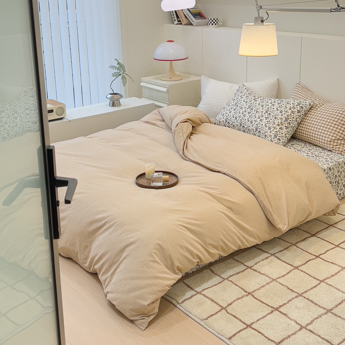 91家纺网 家纺一手货源 找家纺 感遇家纺 2024新款水洗棉混搭印花四件套 春锦