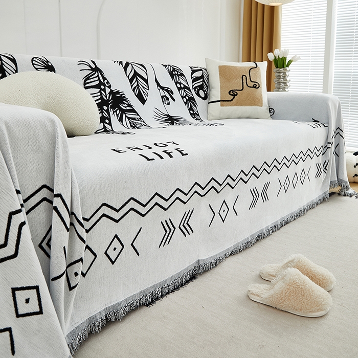 91家纺网 家纺一手货源 找家纺 共鸣沙发套 2024新款雪尼尔提花系列沙发巾 屿森