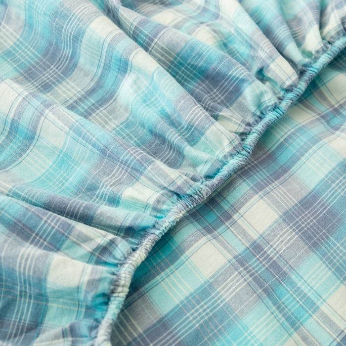 91家纺网 家纺一手货源 找家纺 萌飞 2024新款A类色织水洗棉床笠 星空绿