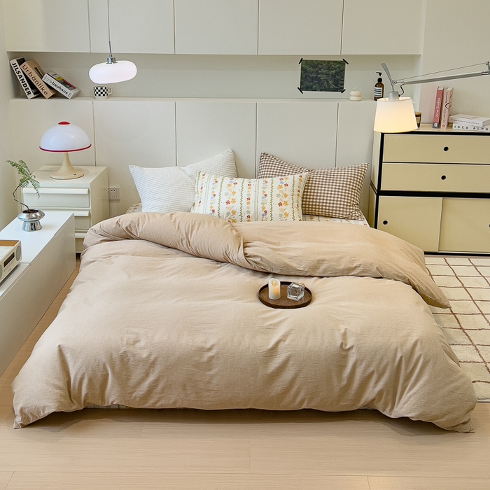 91家纺网 家纺一手货源 找家纺 感遇家纺 2024新款水洗棉混搭印花四件套 初夏