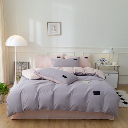 91家纺网 家纺一手货源 找家纺 （总）九沐良品 新款纯色双拼四件套