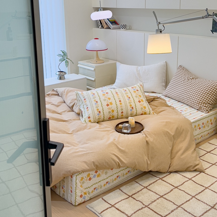 91家纺网 家纺一手货源 找家纺 感遇家纺 2024新款水洗棉混搭印花四件套 初夏