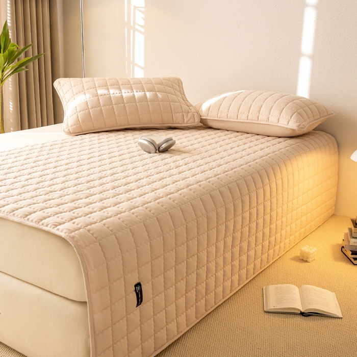 91家纺网 家纺一手货源 找家纺 X猫先生 2024新款A类防水床褥床护垫原棉大豆抗菌夹棉护垫软床垫（跑量款） 爱格-奶咖