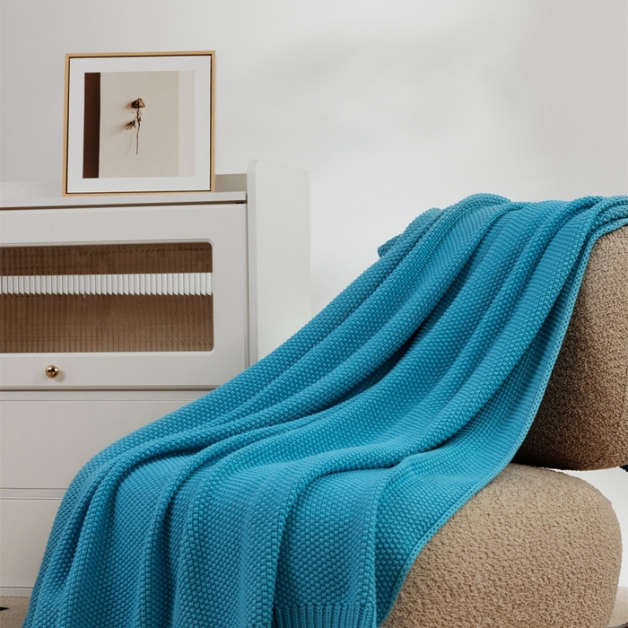 91家纺网 家纺一手货源 找家纺 暖绵绵家纺 2025新款全棉针织纯色毯子毛毯-艾悦 时尚兰