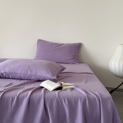 91家纺网 家纺一手货源 找家纺 （总）山舍家居 2024新款纯色全棉双层皱皱纱单品系列--单床单