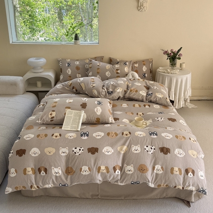 91家纺网 家纺一手货源 找家纺 （总）贝扬思家纺 2024新款水洗皱皱纱简约款四件套-系列二