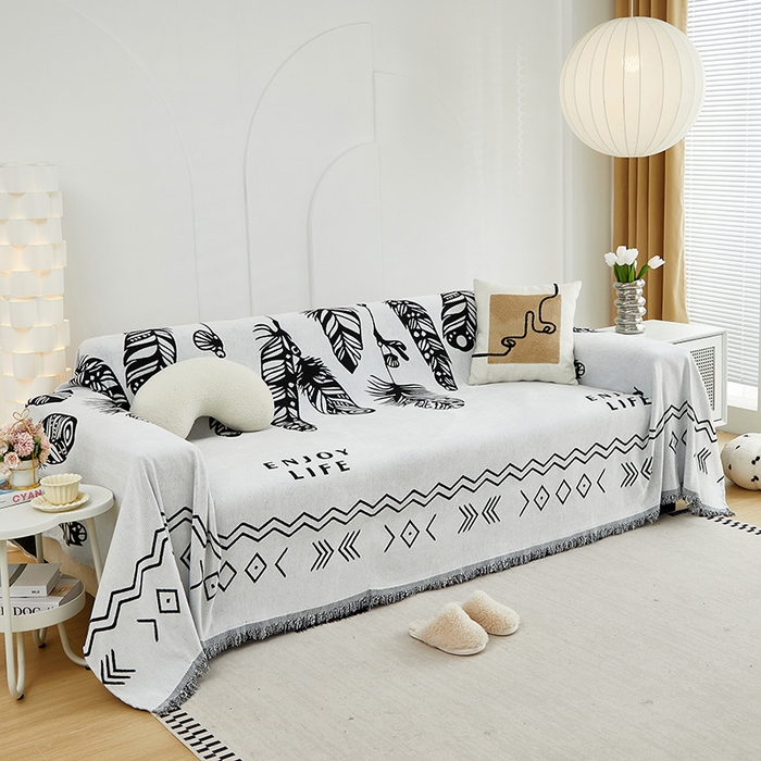 91家纺网 家纺一手货源 找家纺 共鸣沙发套 2024新款雪尼尔提花系列沙发巾 屿森