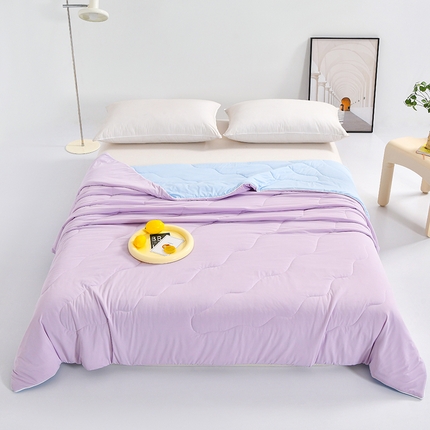 91家纺网 家纺一手货源 找家纺 亚龙工厂店 2024新款冰淇淋云母凉感瓜瓜抗菌夏被 芋泥冰激凌-紫拼灰