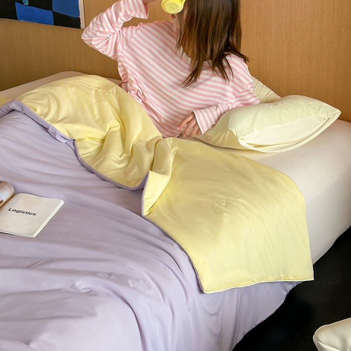 91家纺网 家纺一手货源 找家纺 昔可家纺 2024新款冰淇淋瓜瓜夏凉被 奶芋色