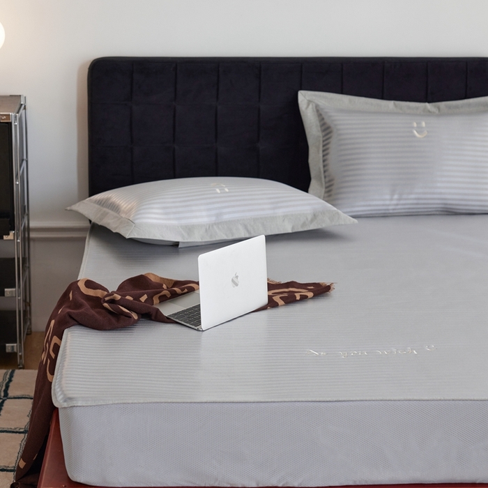 91家纺网 家纺一手货源 找家纺 时年家纺 2024新款wish笑脸冰丝凉席 wish 灰