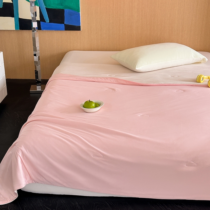 91家纺网 家纺一手货源 找家纺 昔可家纺 2024新款冰淇淋瓜瓜夏凉被 樱花粉