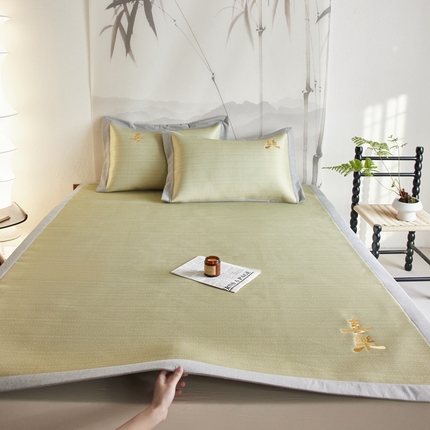 时年家纺 2024新款喜乐刺绣冰藤席 喜乐米