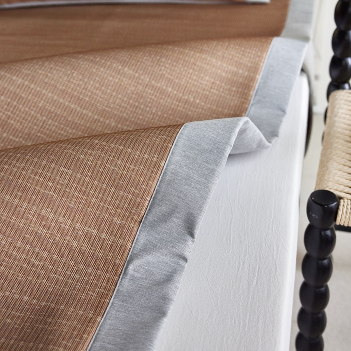 91家纺网 家纺一手货源 找家纺 时年家纺 2024新款喜乐刺绣冰藤席 喜乐咖