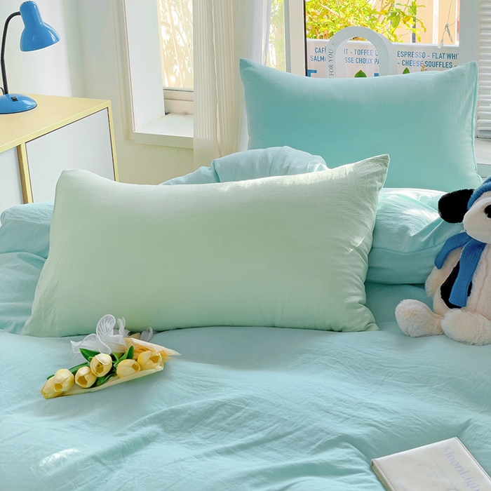 91家纺网 家纺一手货源 找家纺 艾特你  2024新款A类水洗棉单枕套系列 混搭-水绿藻绿