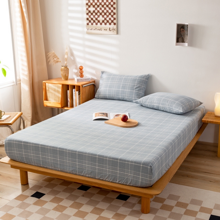 91家纺网 家纺一手货源 找家纺 萌飞 2024新款A类色织水洗棉床笠 柏林兰