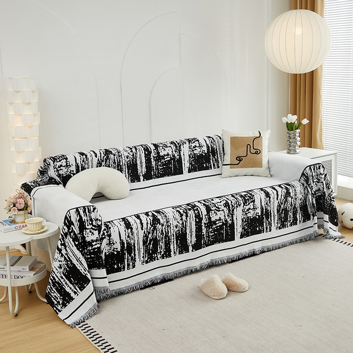 91家纺网 家纺一手货源 找家纺 共鸣沙发套 2024新款雪尼尔提花系列沙发巾 涟漪