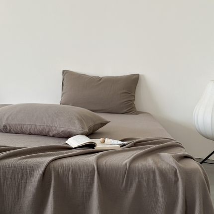 91家纺网 家纺一手货源 找家纺 （总）山舍家居 2024新款纯色全棉双层皱皱纱单品系列--单床单