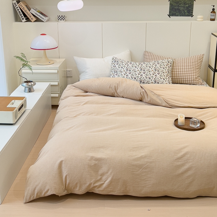 91家纺网 家纺一手货源 找家纺 感遇家纺 2024新款水洗棉混搭印花四件套 春锦