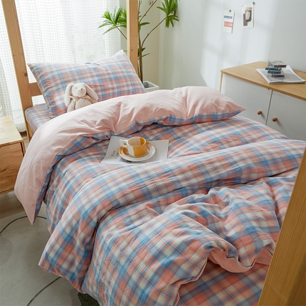 九沐良品 新款A类全棉水洗棉宿舍三件套 星空粉