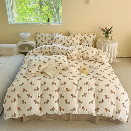 91家纺网 家纺一手货源 找家纺 （总）贝扬思家纺 2024新款水洗皱皱纱简约款四件套-系列二