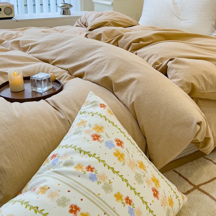 91家纺网 家纺一手货源 找家纺 感遇家纺 2024新款水洗棉混搭印花四件套 初夏