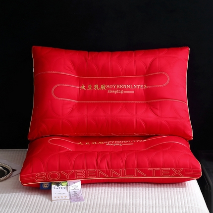 91家纺网 家纺一手货源 找家纺 （总）糖果枕芯 2024新款金边大豆红色枕芯枕头护颈好睡婚庆枕芯