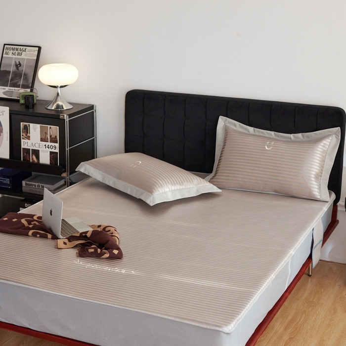 91家纺网 家纺一手货源 找家纺 时年家纺 2024新款wish笑脸冰丝凉席 wish 咖