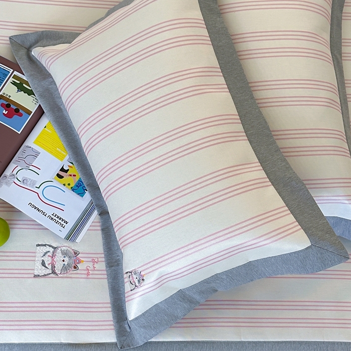 91家纺网 家纺一手货源 找家纺 时年家纺 2024新款条纹刺绣冰丝凉席--床席款 床席款-礼物喵