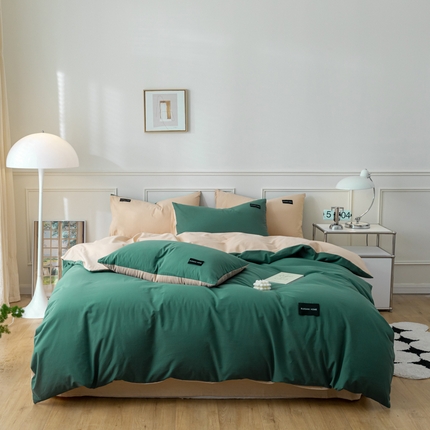 91家纺网 家纺一手货源 找家纺 （总）九沐良品 新款纯色双拼四件套