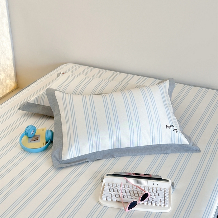 91家纺网 家纺一手货源 找家纺 时年家纺 2024新款条纹刺绣冰丝凉席--床笠款 床笠款-幸运汪