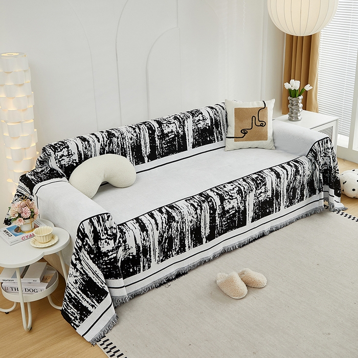 91家纺网 家纺一手货源 找家纺 共鸣沙发套 2024新款雪尼尔提花系列沙发巾 涟漪