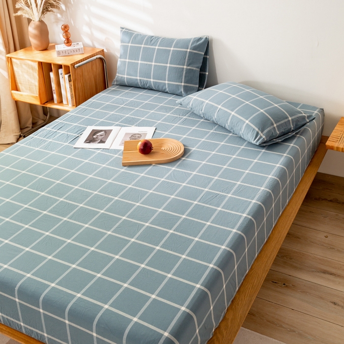 91家纺网 家纺一手货源 找家纺 萌飞 2024新款A类色织水洗棉床笠 柏拉图兰