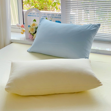 91家纺网 家纺一手货源 找家纺 艾特你  2024新款A类水洗棉单枕套系列 混搭-浅蓝黄