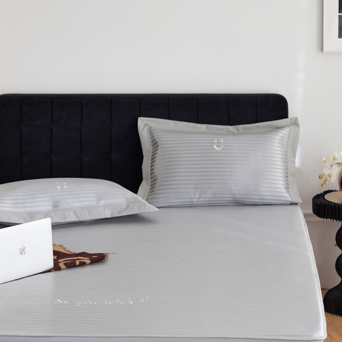 91家纺网 家纺一手货源 找家纺 时年家纺 2024新款wish笑脸冰丝凉席 wish 灰